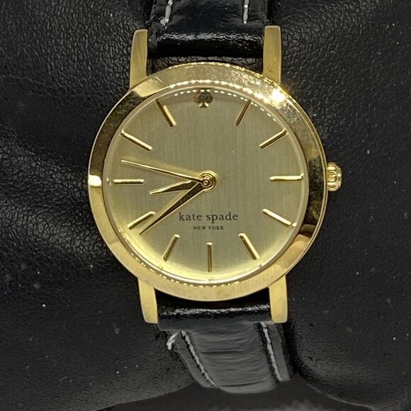Amazon.com: kate spade new york Women Kate Spade 0294 Women\'s Black Leather Analog Gold Dial Quartz Wrist Watch BP776